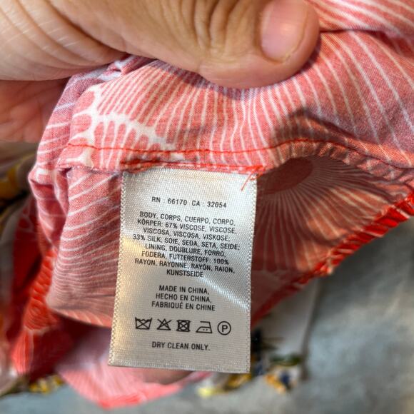 Anthropologie Maeve Flower Market Swing Dress Size Medium Silk Blend Red - Picture 3 of 7